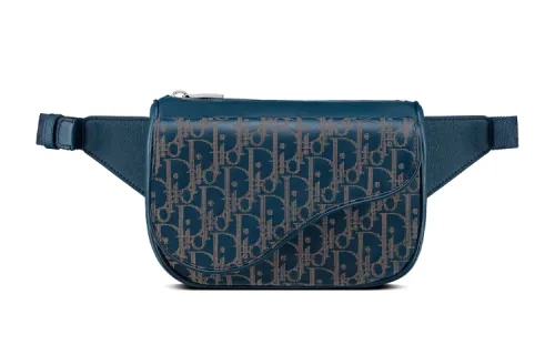 DIOR Cow Leather Fanny Pack Men's Blue