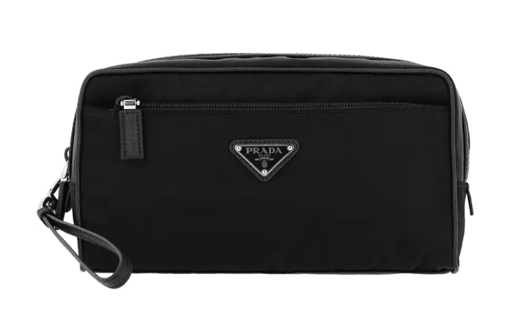 PRADA Saffiano Zip Closure Nylon Toiletry Bag Clutch Regular Men's Black