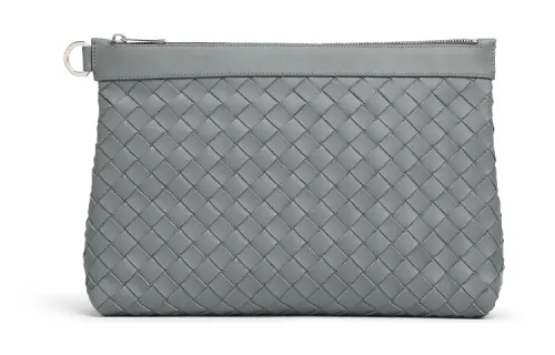Bottega Veneta Calfskin Clutch Briefcase Medium Men's Gray