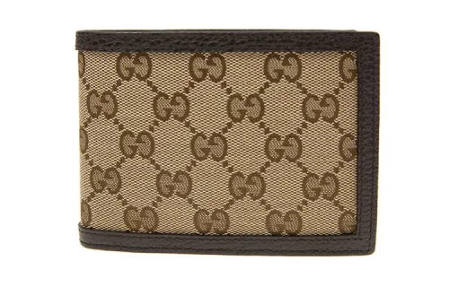 GUCCI Canvas With Leather Canvas Bag Wallet Regular Men's Ebony/Brown
