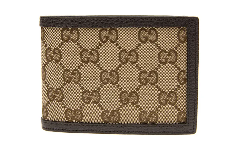 GUCCI Canvas With Leather Canvas Bag Wallet Regular Men's Ebony/Brown