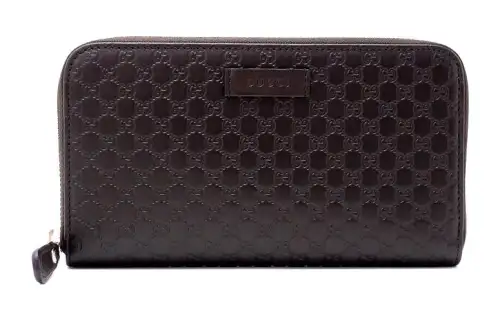 GUCCI Leather Wallet Men's Dark Brown