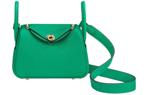HERMES Lindy Taurillon Clemence Cow Leather Handbags 19 Women's 6W Menthe Mint Green