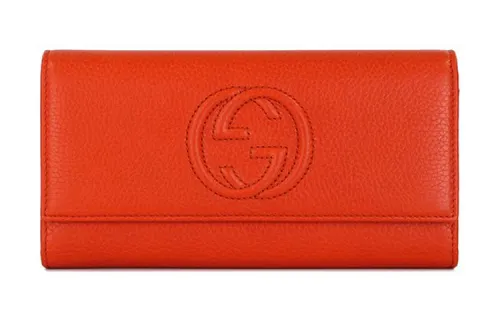 GUCCI Soho Leather Wallet Women's Orange Red