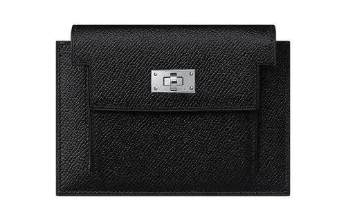 HERMES Kelly Pocket Epsom Leather Wallet Women's Black