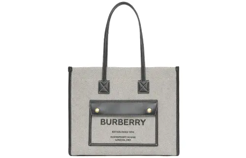 Burberry Canvas With Leather Tote Bag, Shopping Bag, Canvas Bag, Handbag, Shoulder Bag Small Women's Gray/Black