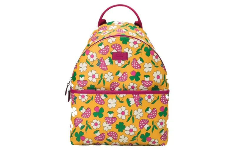 GUCCI Canvas With Leather Backpack For Kids' Yellow/Fuchsia
