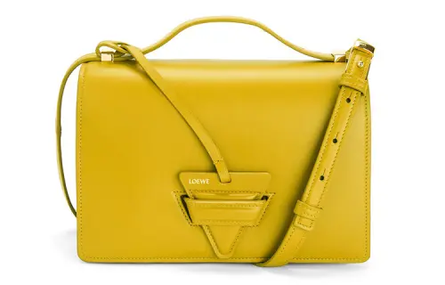 LOEWE Barcelona Silk Calfskin Handbag, Shoulder Bag, Crossbody Bag Women's Ochre