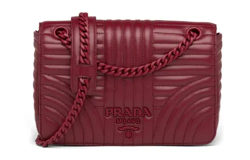PRADA Cow Leather Shoulder Bag Women's Cherry