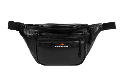 Balenciaga Sheepskin, Polyester Fanny Pack Unisex Black
