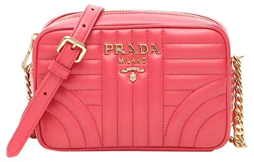 PRADA Diagramme Cow Leather Shoulder Bag Regular Women's Pink
