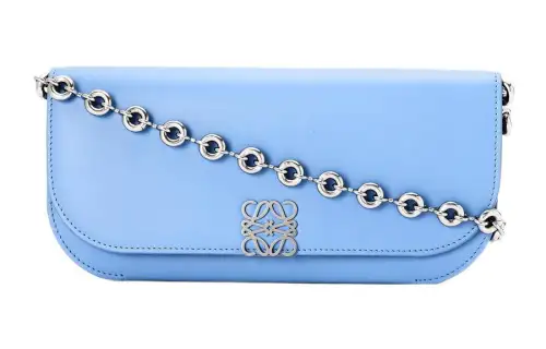 LOEWE Goya Detachable Strap Silk Calfskin Chain Bag Underarm Shoulder Bag Women's Blue