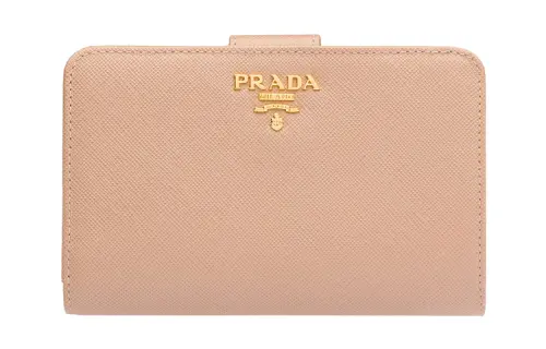 PRADA Saffiano Leather Wallet Women's Beige