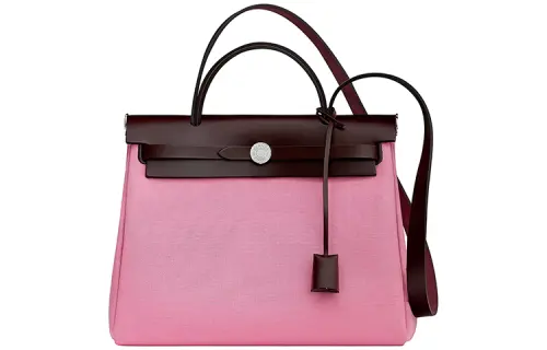 HERMES Herbag Zip Officier Canvas With Hunter Cow Leather Shoulder Bag, Crossbody Bag, Handbag 31 Unisex