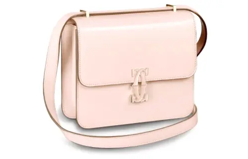 CARTIER Double C Calfskin Shoulder Bag, Crossbody Bag Mini Women's Pink