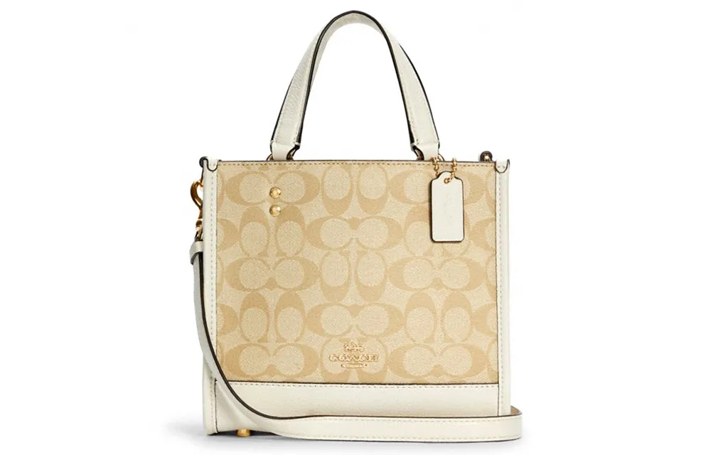COACH PVC Tote Bag, Shopping Bag, Handbag, Shoulder Bag, Crossbody Bag Small Women's Light Khaki
