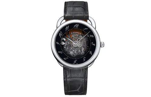HERMES Arceau Collection Wrist Watches Automatic Mechanical Movement Genuine Leather Strap Black Dial Men's Watches
