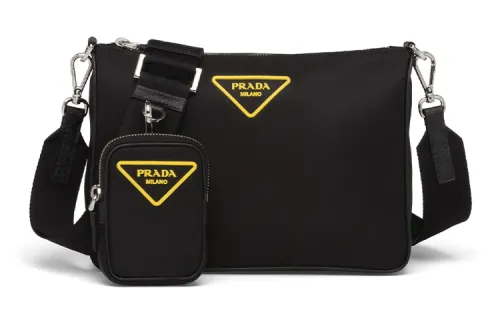 PRADA Zip Closure Nylon Crossbody Bag, Shoulder Bag Men's Black