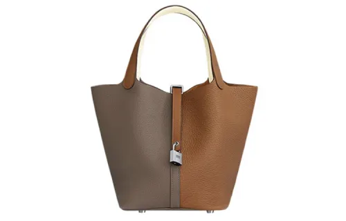 HERMES Picotin Lock Clemence Bullock Leather Basket Bag, Bucket Bag, Handbag 18 Women's