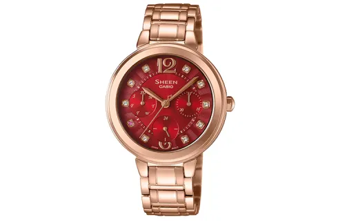 CASIO Women's SHEEN Red Watch SHE-3048PG-4A