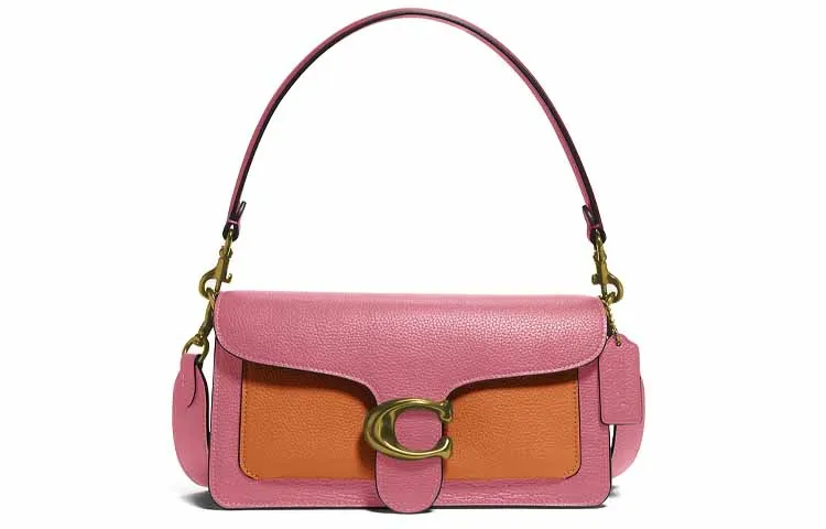 COACH Tabby Leather God Of Wine Bag, Handbag, Shoulder Bag Medium Women's Purple & Orange Multicolor