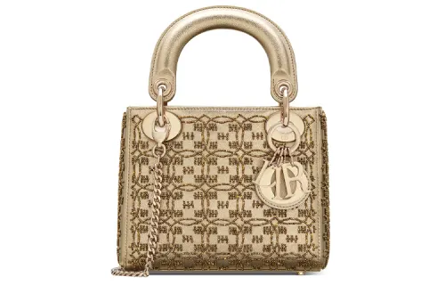 DIOR Lady Dior Calfskin Handbag Shoulder Bag Mini Women's Metal Bronze