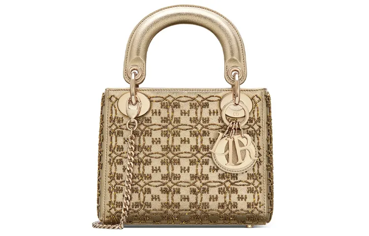 DIOR Lady Dior Calfskin Handbag Shoulder Bag Mini Women's Metal Bronze