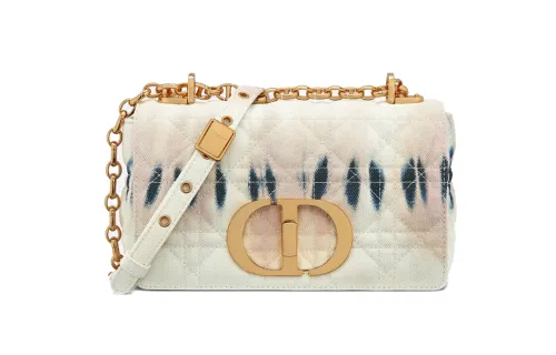 DIOR Caro Brand Logo Denim Crossbody Bag, Shoulder Bag Women's White