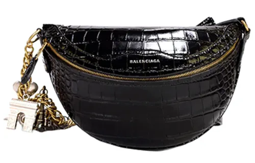 Balenciaga Cow Leather Sling Bag, Fanny Pack Regular Women's Black