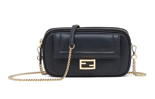 FENDI Leather Crossbody Handbag, Shoulder Bag Women's Black