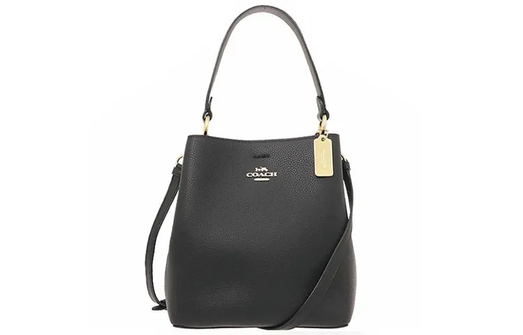 COACH Town Leather Bucket Bag, Portable Crossbody Bag, Shoulder Bag Small Women's Black