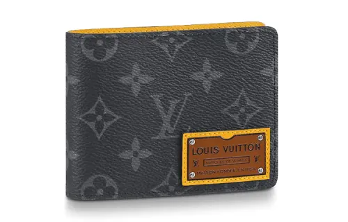 LOUIS VUITTON Multiple Wallet Monogram Eclipse Gaston Label Savane Yellow