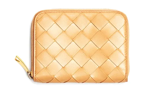 Bottega Veneta Lambskin, Calfskin, Brass Coin Purse Women's Black