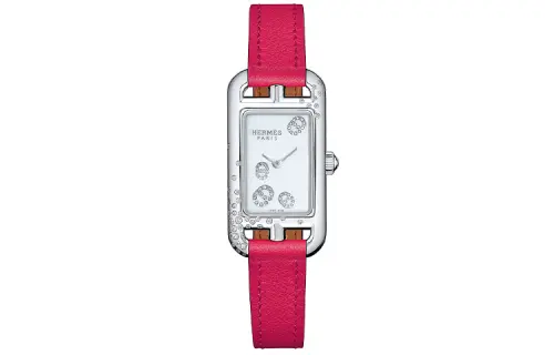 HERMES Nantucket Wrist Watches Quartz Movement Genuine Leather Strap White Dial Women's Watch 30m Water Resistant
