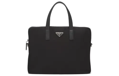 PRADA Nylon With Calfskin Handbag Men's Black