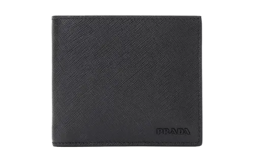 PRADA Saffiano Short Cow Leather Wallet Men's Black