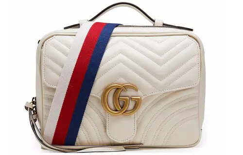 GUCCI GG Marmont Cow Leather Crossbody Handbag, Shoulder Bag Women's White