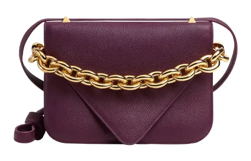Bottega Veneta Calfskin Envelope Bag, Shoulder Bag, Crossbody Bag Women's Dark Purple
