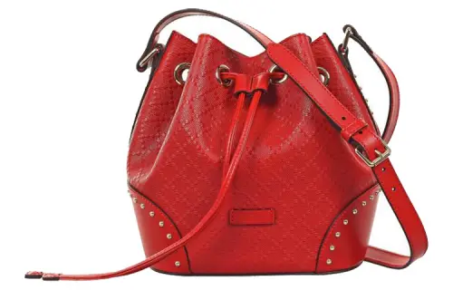 GUCCI Leather Bucket Bag, Shoulder Bag, Crossbody Bag Regular Women's Red