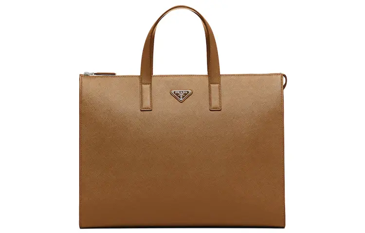 PRADA Saffiano Leather Tote Bag, Shopping Bag, Handbag Men's Cinnamon
