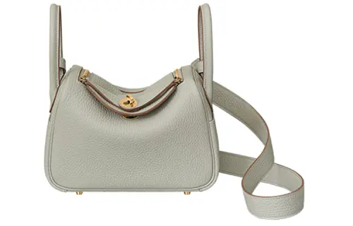 HERMES Lindy Taurillon Clemence Cow Leather Handbags 19 Women's Q1 Sauge Sage Green