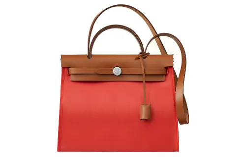 HERMES Herbag Zip H Berline Canvas And Hunter Cow Leather Shoulder Bag, Crossbody Bag, Handbag 31 Unisex