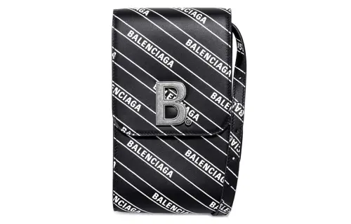 Balenciaga Letter Print Cow Leather Crossbody Bags Women's Black
