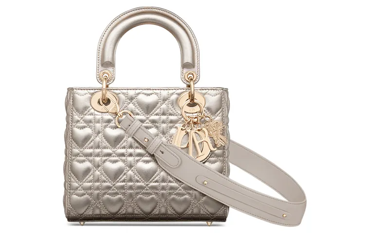 DIOR Lady Dior Sheepskin Handbag, Shoulder Bag, Crossbody Bag, Handbag Small Women's Gold
