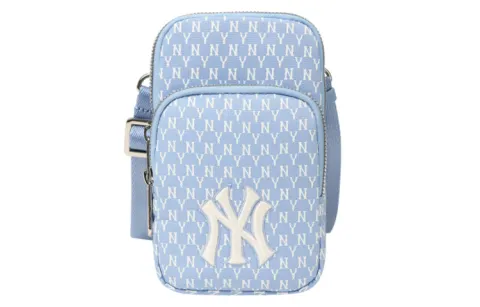 MLB Monogram Polyester Cell Phone Pouch, Shoulder Bag, Crossbody Bag Mini Unisex Sky Blue