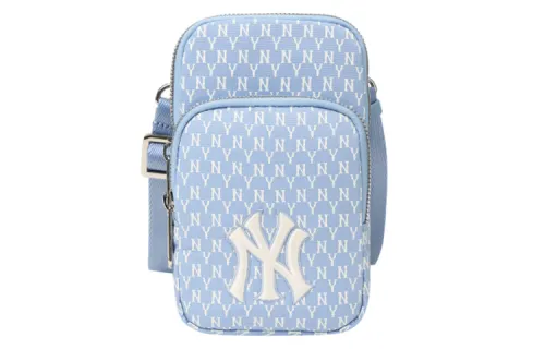 MLB Monogram Collection Polyester Cell Phone Pouch, Shoulder Bag, Crossbody Bag Mini Unisex Sky Blue