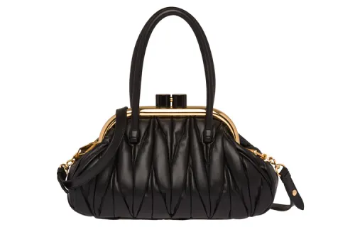 MIU MIU BELLE Soft Sheepskin Portable Crossbody Bag, Shoulder Bag Women's Black