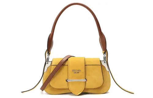 PRADA Sidonie Collection Leather Handbag, Shoulder Bag Women's Sun Cognac