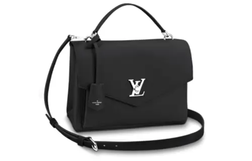 LOUIS VUITTON Mylockme Flap Closure Grain Calfskin Handbag, Shoulder Bag Women's Black