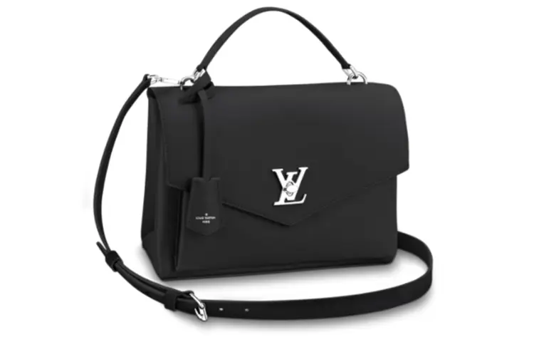 LOUIS VUITTON Mylockme Flap Closure Grain Calfskin Handbag, Shoulder Bag Women's Black